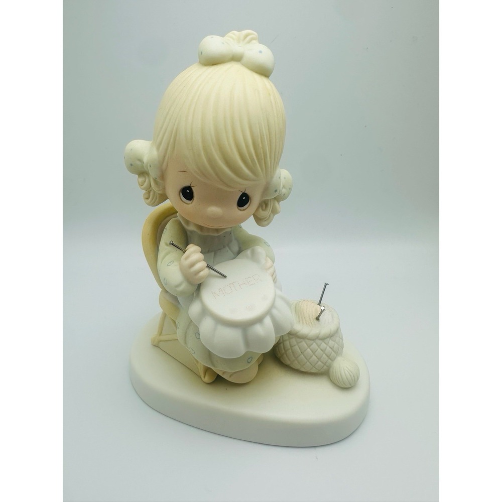 1979 Precious Moments Mother Sew Dear Cross Stitching Figurine #E3106